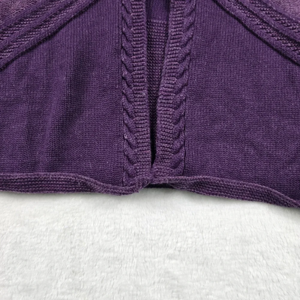 Foxcroft Cardigan Sweater Purple Tonal Design Knit 3/4 Sleeve Women's Small - Picture 8 of 11